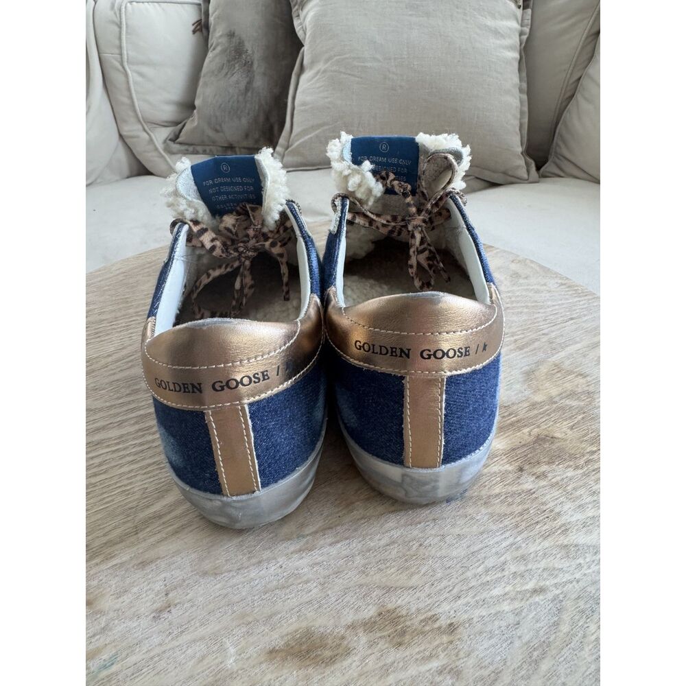 GOLDEN GOOSE Superstar Classic Denim Shearling Shoe in Blue/ Beige Size 8 - Picture 5 of 9
